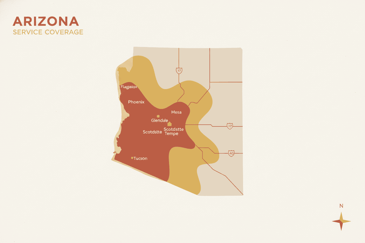 Woodpecker Framing service area map in Arizona
